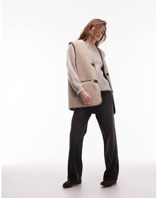 ARKET Natural – oversize-weste aus lammfellimitat