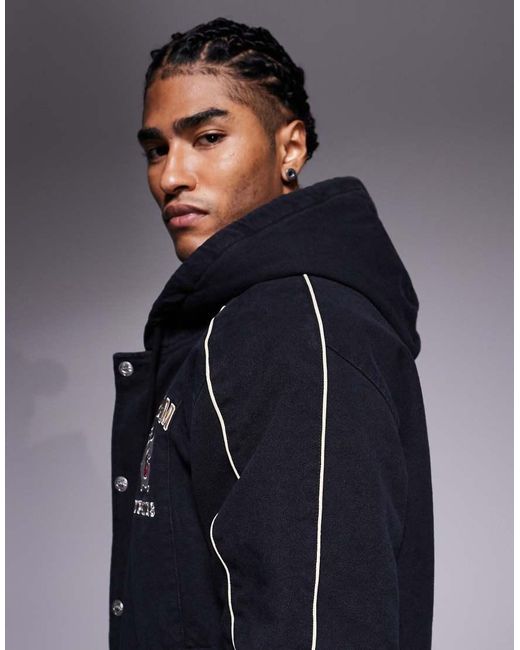ICECREAM Blue Hooded Lined Worker Jacket for men