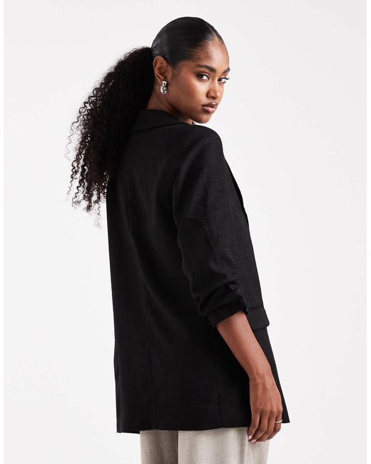Vero Moda Black Ruched Sleeve Blazer