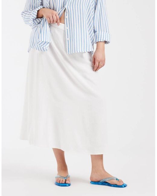 Vero Moda White Linen Touch Midi Skirt
