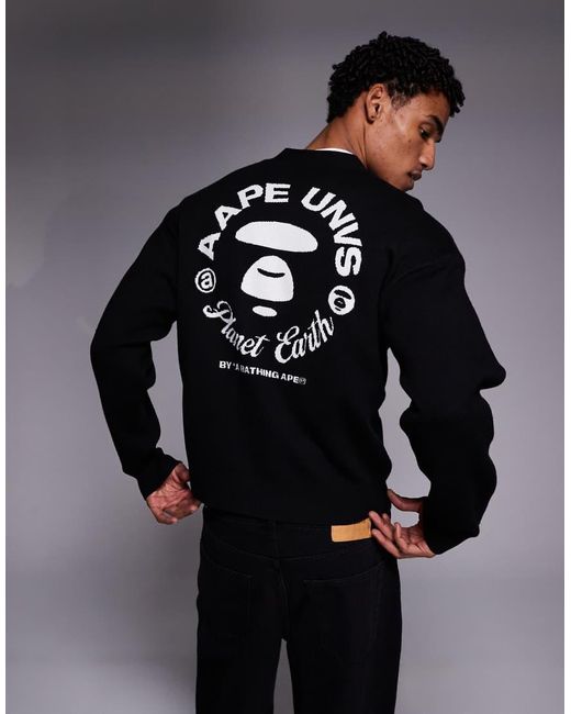 Aape By A Bathing Ape Gray Aape By A Bathing Ape Knitted Cardigan for men
