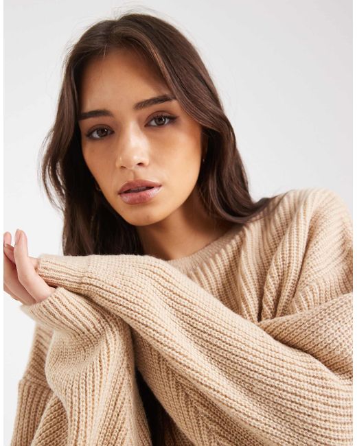Pull à col ras Miss Selfridge en coloris Natural