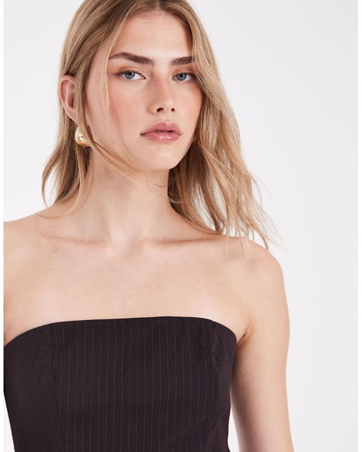 ASOS Black Tailo Curved Hem Peplum Bandeau Co-ord Top