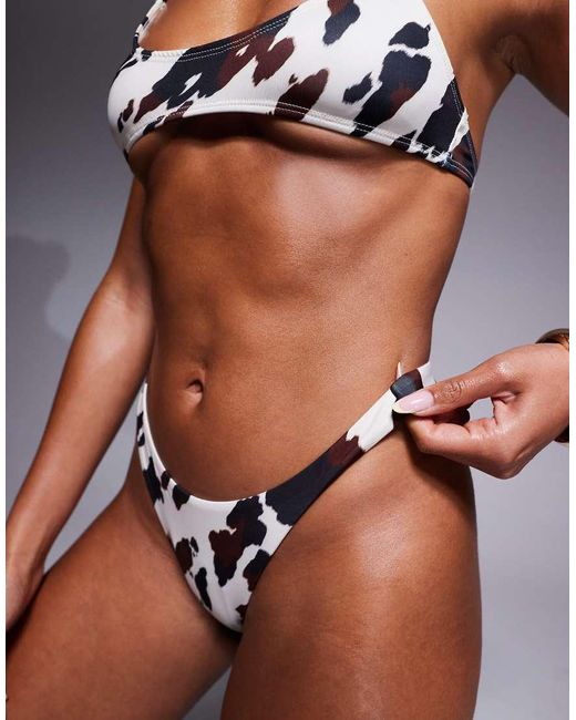 ASOS Gray Claudia High Leg Bikini Bottom