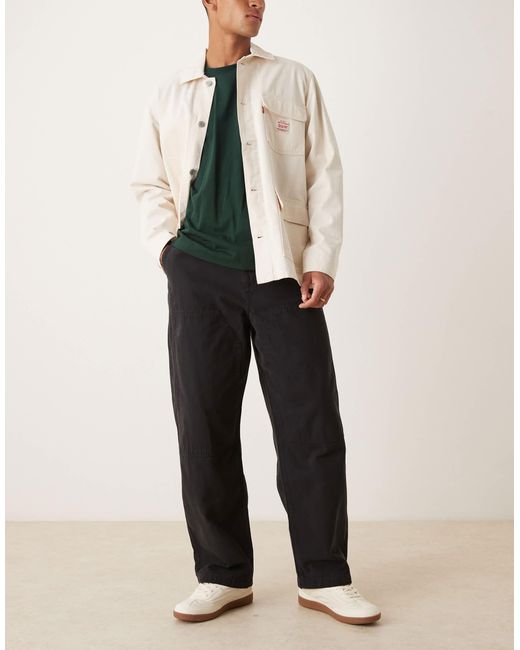 ASOS Natural Loose Straight Carpenter Trousers for men