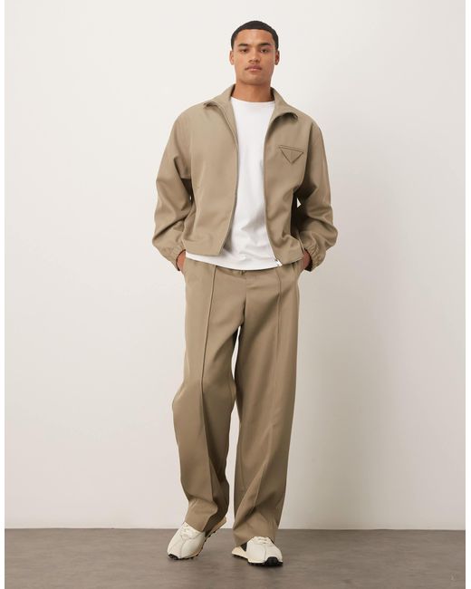 ASOS Natural Smart Co-Ord Relaxed Track Jacket for men