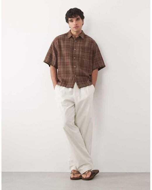 ASOS Brown Boxy Oversized Check Shirt for men