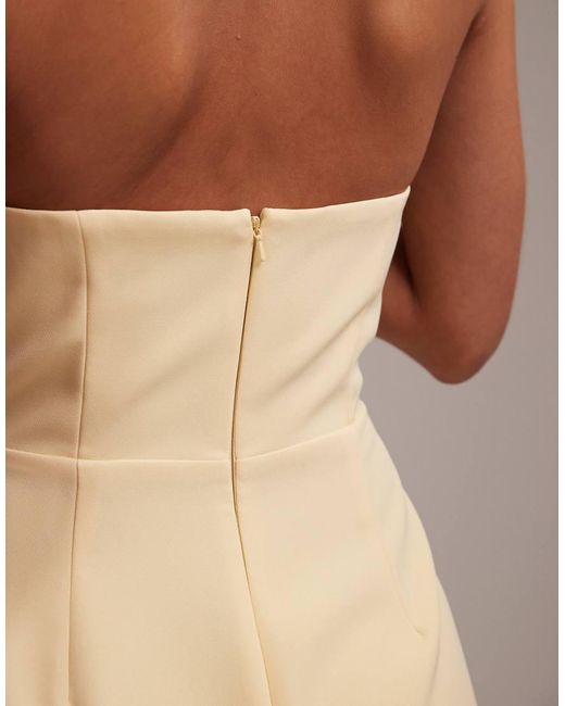 ASOS Brown Bridesmaids Structured Crepe Bandeau Dress With High Curved Neckline