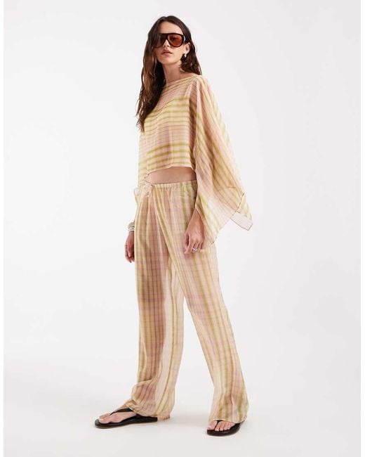 ASOS Natural Chiffon Sheer Cape Gingham