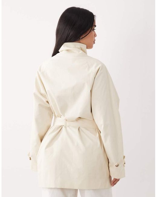 Mango Natural Cotton Rich Funnel Neck Trench Coat