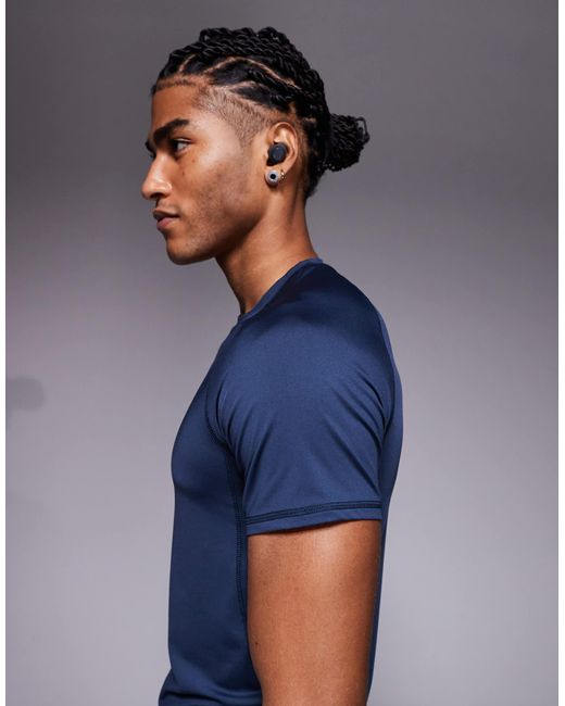 4505 – körperbetontes baselayer-trainings-t-shirt aus schnell trocknendem material in Blue für Herren