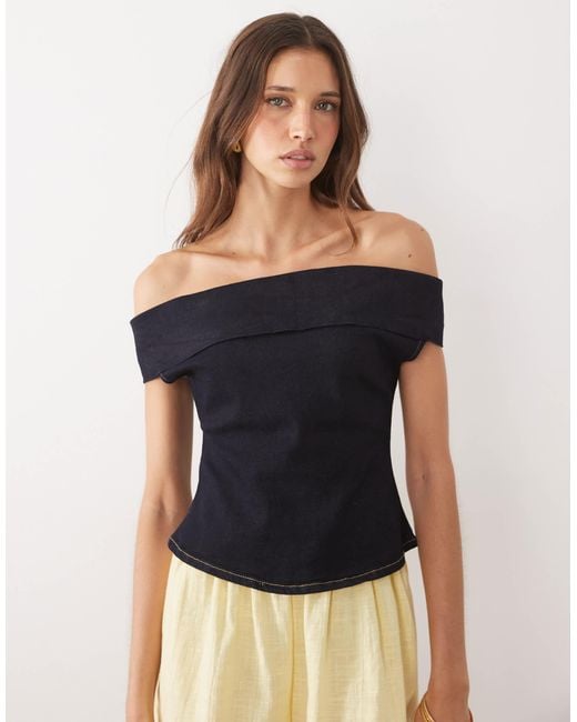 ASOS Blue Bardot Top