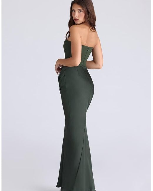 white christmas dresses Forest Green Lace Long Dress With V Neck And Lace Up Open Back