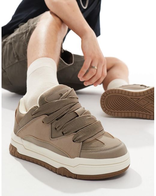 Bershka Natural Chunky Low Top Trainer for men