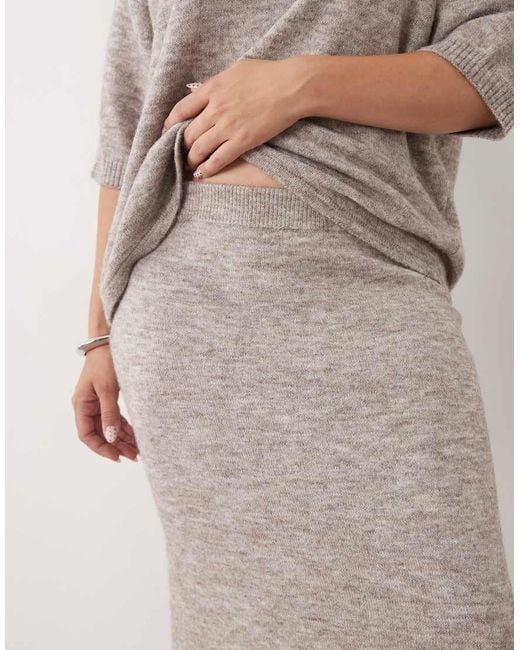 ASOS Brown Asos Design Curve Midaxi Skirt With Wool Co-Ord