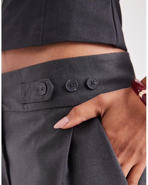 Vero Moda Blue Tailored Pleat Front Wide Leg Trouser With Adjustable Button Waist