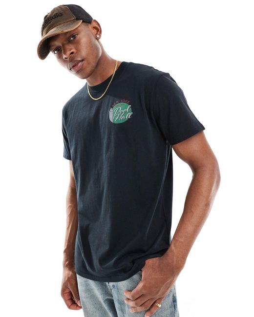 T-shirt comoda nera con stampa sul retro di Hollister in Blue da Uomo
