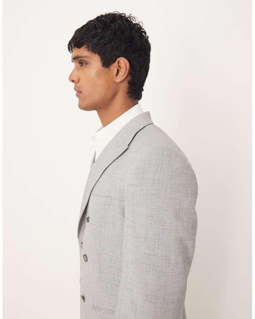 ASOS Gray Double Breasted Slim Suit Jacket for men