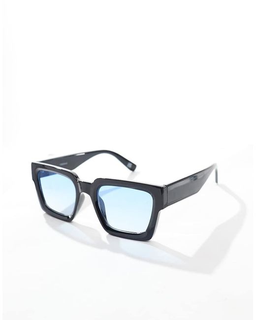 Gafas De Sol Negras Cuadradas Con Lentes Azules Y Montura Biselada De -Negro ASOS de hombre de color Black