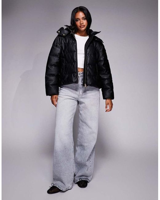 ARMANI EXCHANGE Gray Hooded Puffer Jacket