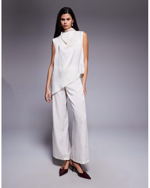 ASOS Purple Satin Straight Leg Co-ord Trouser