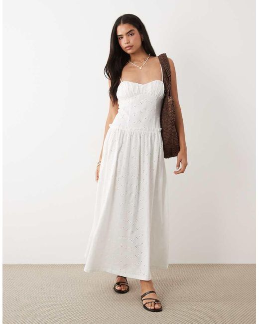 ASOS Natural Broderie Cami Maxi Dress