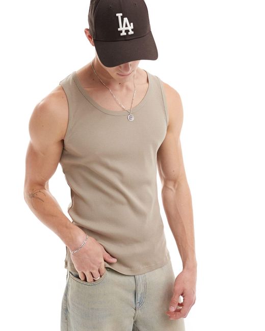 Weekday Gray Standard Fit Vest Tank Top for men