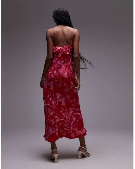TOPSHOP Red – midi-trägerkleid