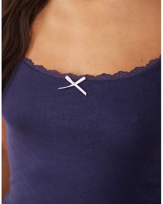 Boux Avenue Blue Pointelle Ruffle Shorts And Cami Set