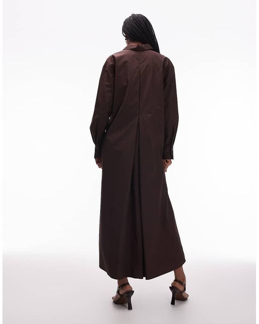 ARKET Brown Pure Cotton Maxi Shirt Dress With Side Splits