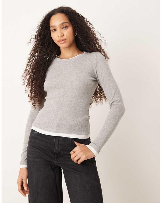 JJXX White Double Layer Long Sleeve Tee