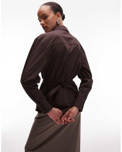 ASOS Black Adjustable Cinched Back Shoulder Pad Shirt