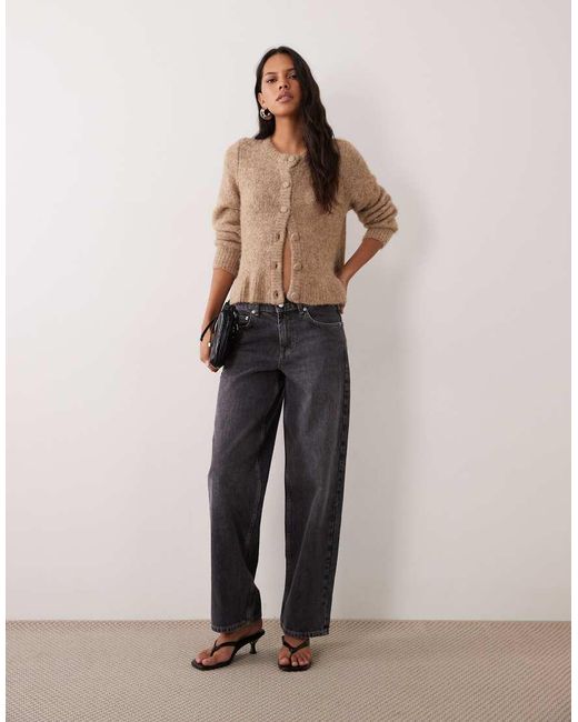 Vila Brown Peplum Hem Knitted Cardigan