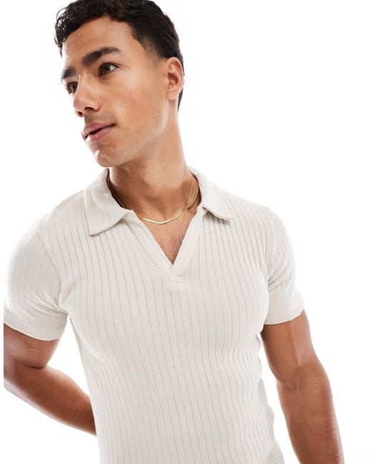 Jack & Jones White Muscle Fit Polo for men