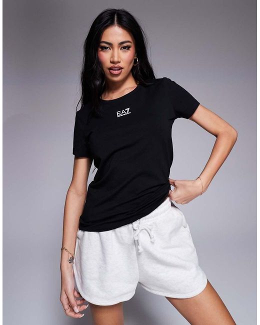 EA7 Black Armani Crew Neck T-shirt With Central Logo