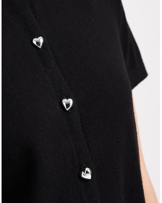 Pieces Black Shorts Sleeve Knitted Cardigan With Love Heart Buttons