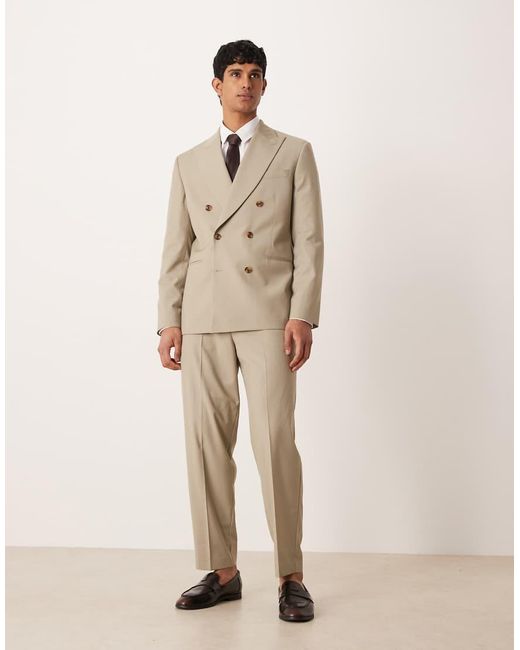 ASOS Natural Double Breasted Regular Suit Jacket for men