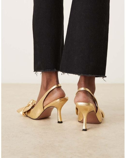 ASOS Black Saffron Bow Detail Mid Heeled Shoes