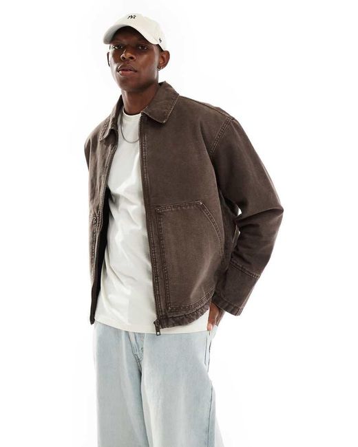 Weekday Brown Alvaro Relaxed Jacket With Front Pockets for men
