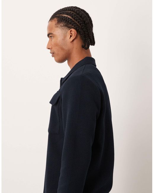 ASOS Blue Button Through Textured Shacket for men