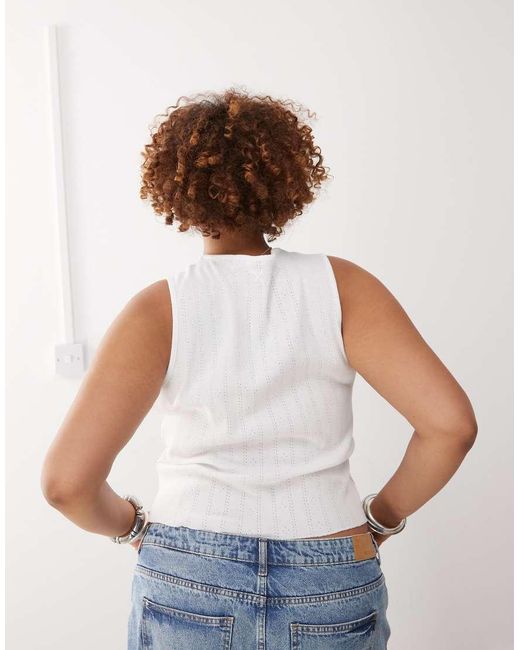 Collusion White Plus Printed Pointelle Tank Top
