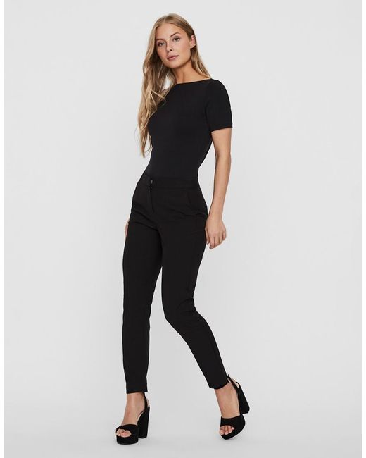 Vero Moda Black Boat Neck Fitted T-Shirt