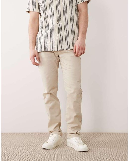 Threadbare Slim-Fit Chino Broek in het Natural voor heren
