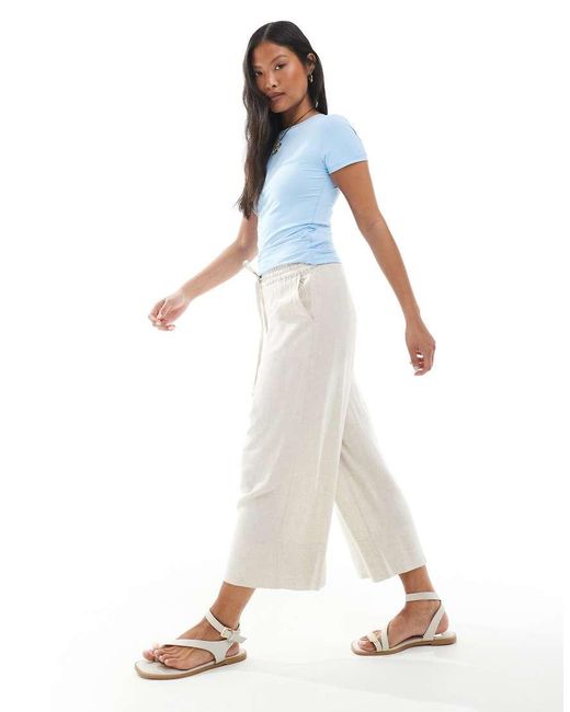 Pantalones Capri De Lino De -Neutro New Look de color White