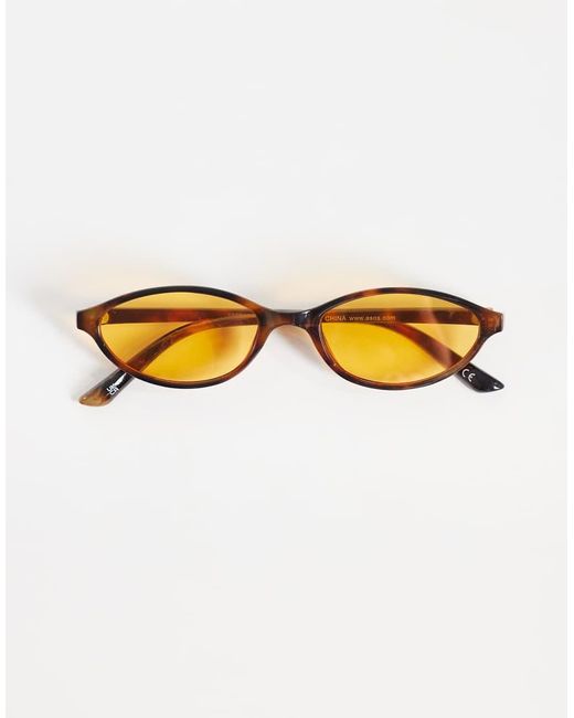 ASOS Metallic Slim Oval Sunglasses