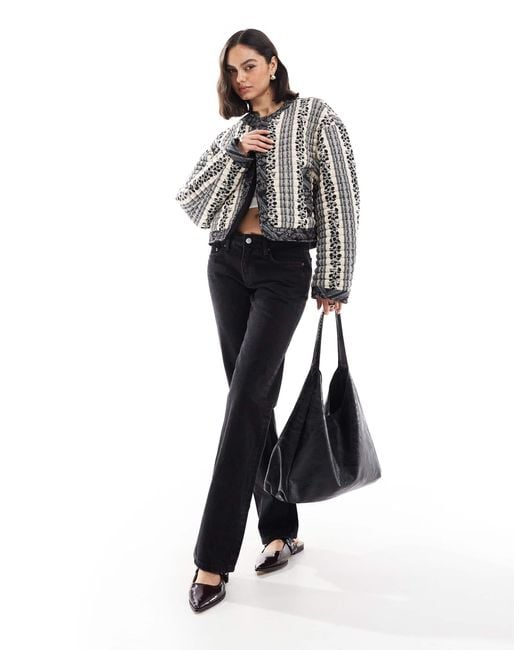 ASOS Black Cropped Quilted Jacket