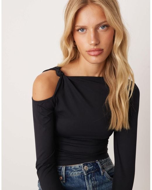 ASOS Blue Polyamide Twist One Shoulder Top
