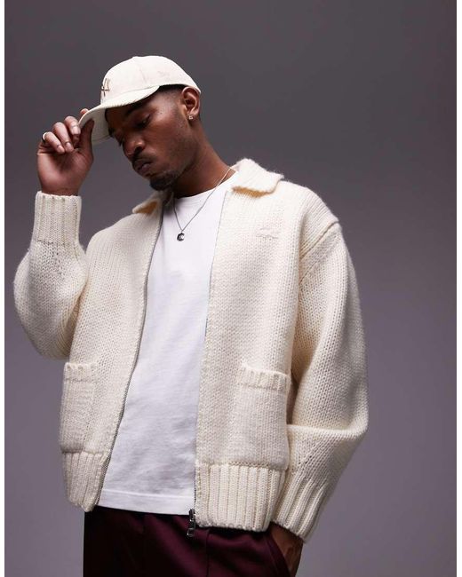 Lacoste White Logo Zip Cardigan for men