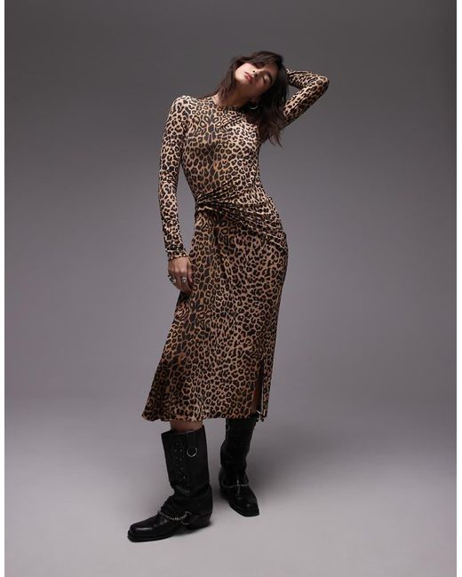 AllSaints Gray Rivi Leopard Print Maxi Dress