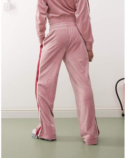 KTZ Pink La Dodgers Side Stripe Velour Wide Leg jogger Co-ord